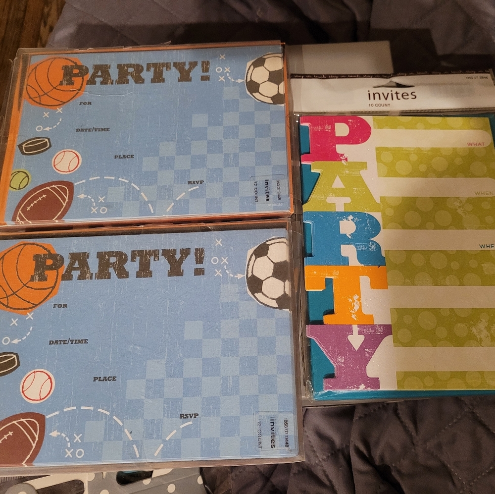 Lot of miscellaneous party invitations, thank you notes, blank notes, etc.